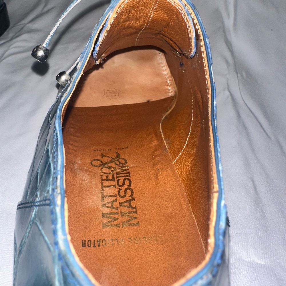 Vintage Matteo & Massim Men's Blue Genuine Crocodile Shoes size 10 with belt 40 - Picture 8 of 15